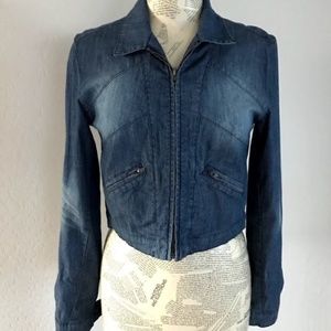 I LOVE H81 Denim Blue Jean Shorty Jacket L